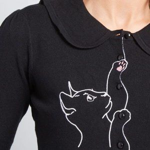 Banned Black Retro Cat Cardigan size M